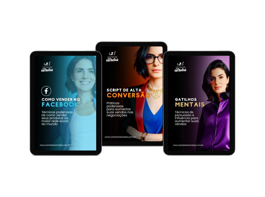 Os três e-books de bônus: como vender no Facebook, script de alta conversão e gatilhos mentais