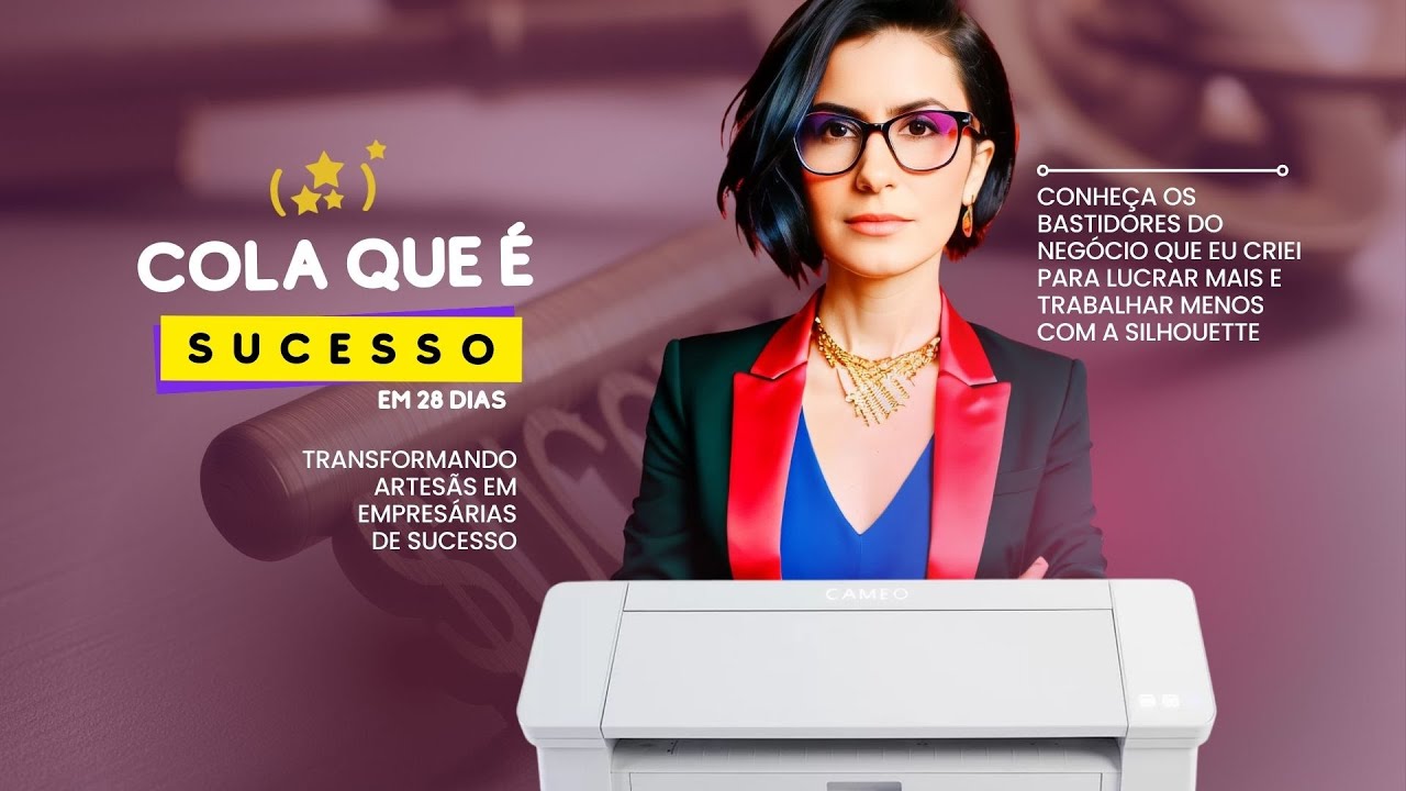 Capa do vídeo do Cola que é Sucesso, com Dani Maya ao lado de uma plotter Silhouette Cameo